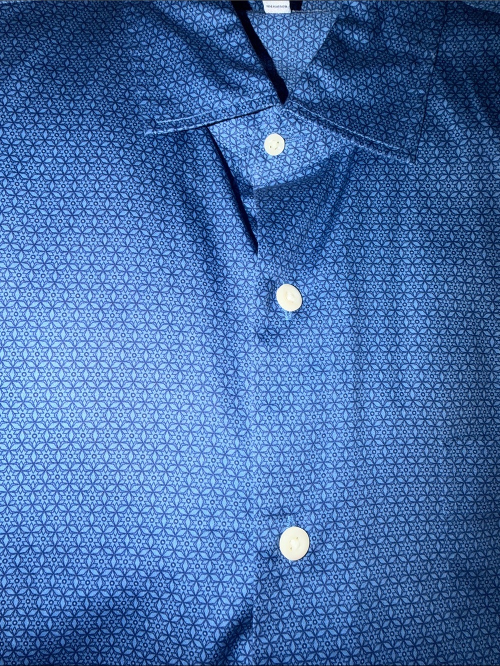 Peter Millar Navy Micro-Geo Button-Down Shirt Size Medium